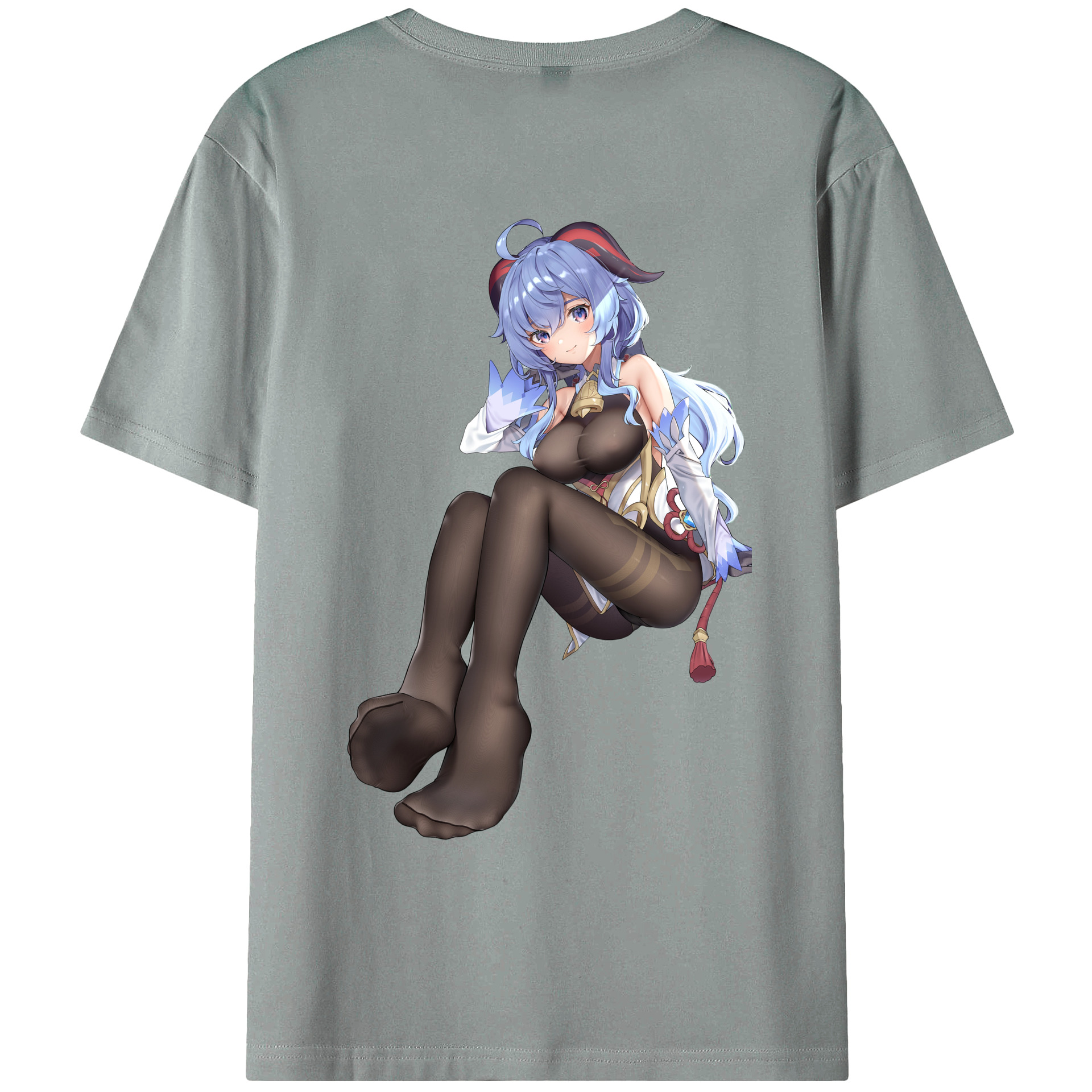 げんし神 甘雨 かんう genshin Ganyu 綿100％ メンズ半袖Tシャツ（バックプリント） 通気性